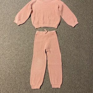 Holley and Sage Organic Cotton Ribbed Knit Sweater & Jogger Set - Blush Pink